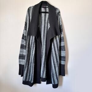 Long Tall Sally Cardigan Sweater Women LARGE Wool Blend Open Front Drape Casual